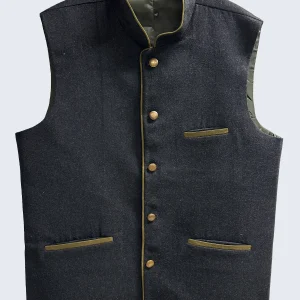 Traditional black Lederhosen waistcoat for men