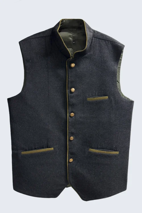 Traditional black Lederhosen waistcoat for men