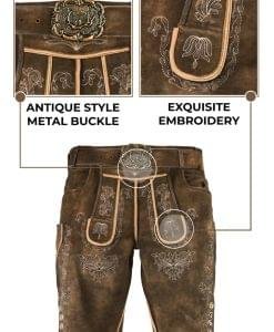 Genuine Hazelnut Brown Bavarian Lederhosen for Men