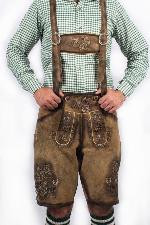 Trachten Short Lederhosen Real Shaded Brown - Image 3
