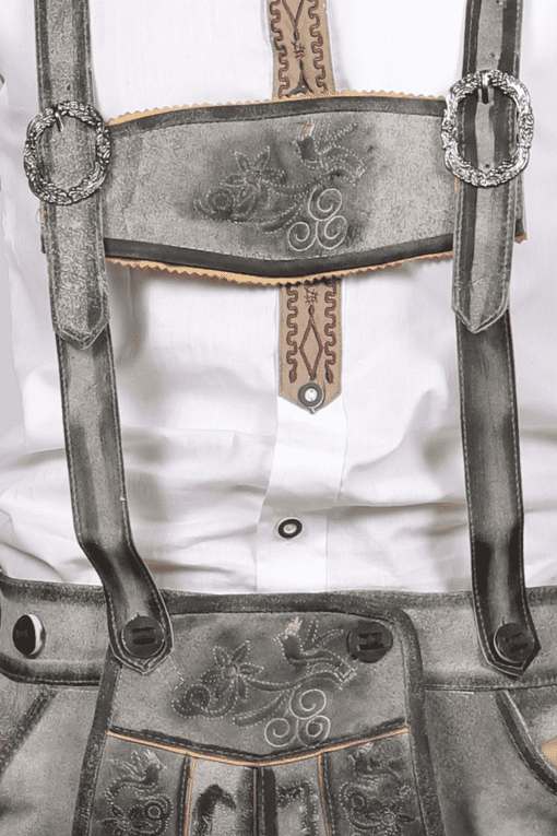 Trachten Short Mens Lederhosen Shaded Grey - Image 3