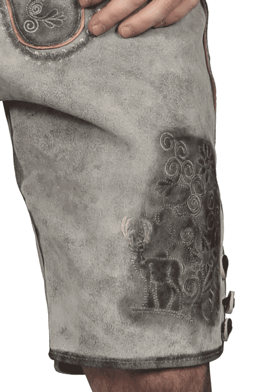 Trachten Short Mens Lederhosen Shaded Grey - Image 4